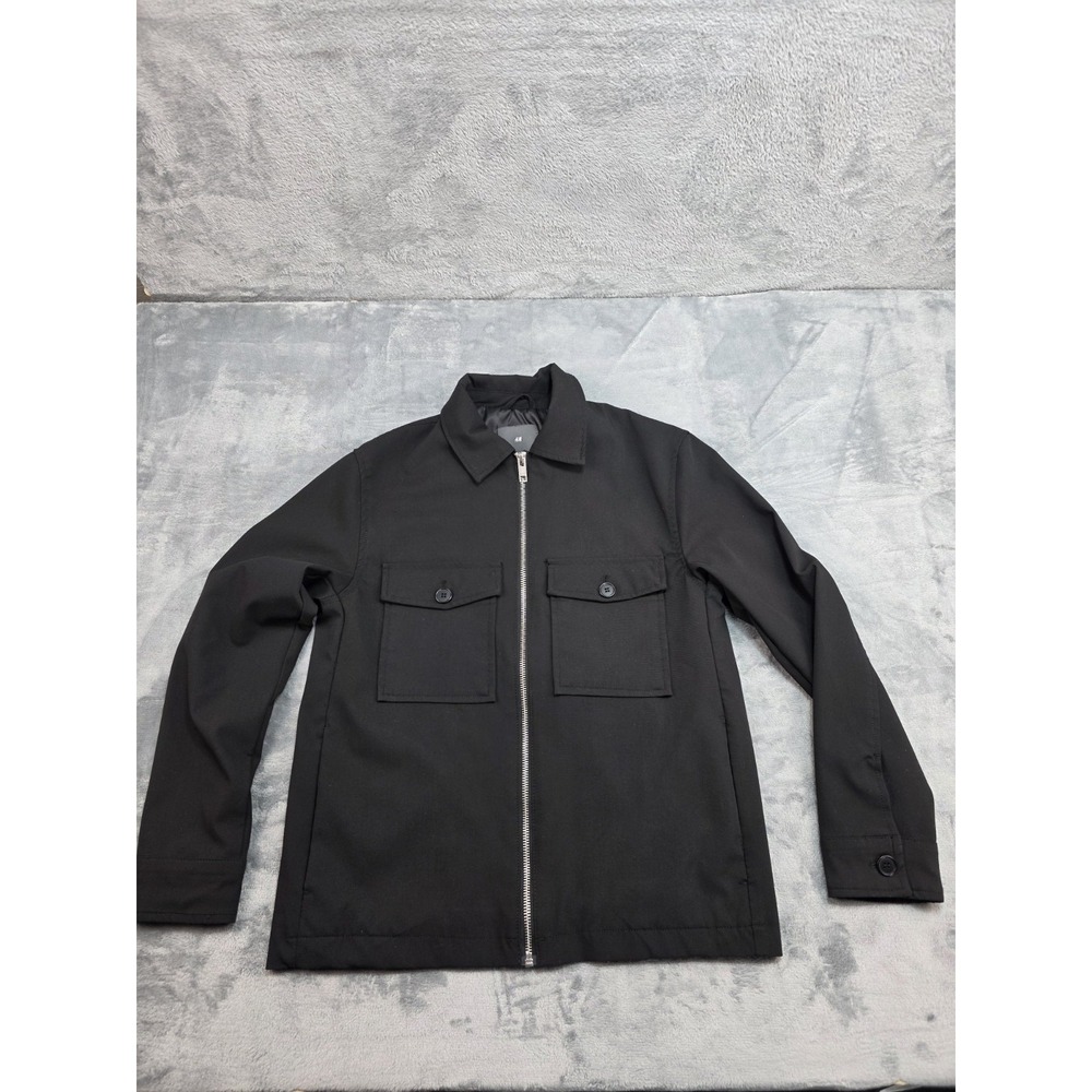 H&M Black Casual/Dress Zip Up Jacket Women's Size S (2-4) Front Button Pockets‎